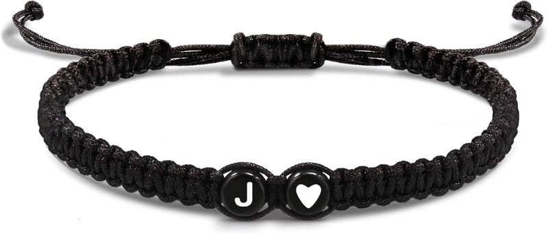 Btysun Valentines Day Gifts for Him Boyfriend, Initial Bracelets for Women Teen Valentines Gifts for Her Trendy Stuff Best Friend Birthday Gift Graduation Adjustable Letter A-Z Braided Bracelets Heart Link Sister Daughter Mother's Day Mom Female Christmas Jewelry - Image 1
